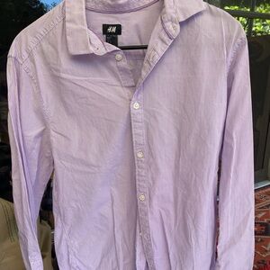 H&M Purple Striped Men's dress Shirt Cotton Button Down